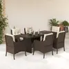 Image de vidaXL Ensemble à manger de jardin et coussins 7 pcs marron rotin