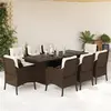 Image de vidaXL Ensemble à manger de jardin et coussins 9 pcs marron poly rotin