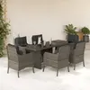 Image de vidaXL Ensemble à manger de jardin et coussins 7 pcs gris rotin