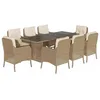 Image de vidaXL Ensemble à manger de jardin et coussins 9 pcs beige Poly rotin