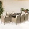 Image de vidaXL Ensemble à manger de jardin et coussins 9 pcs beige Poly rotin