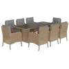 Image de vidaXL Ensemble à manger de jardin et coussins 9 pcs beige Poly rotin