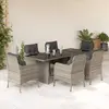 Image de vidaXL Ensemble à manger de jardin et coussins 7 pcs gris clair rotin