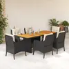 Image de vidaXL Ensemble à manger de jardin coussins 7pcs Noir Résine tressée