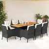 Image de vidaXL Ensemble à manger de jardin 9pcs coussins noir résine tressée
