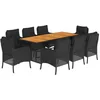 Image de vidaXL Ensemble à manger de jardin 9pcs coussins noir résine tressée