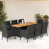 Image de vidaXL Ensemble à manger de jardin 9pcs coussins noir résine tressée