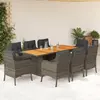 Image de vidaXL Ensemble à manger de jardin 9 pcs coussins gris résine tressée