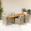 Image de vidaXL Ensemble à manger de jardin et coussins 7 pcs beige poly rotin