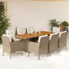 Image de vidaXL Ensemble à manger de jardin et coussins 9 pcs beige Poly rotin
