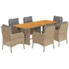 Image de vidaXL Ensemble à manger de jardin et coussins 7 pcs beige poly rotin