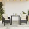 Image de vidaXL Ensemble à manger de jardin avec coussins 3 pcs Noir