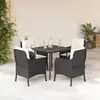 Image de vidaXL Ensemble à manger de jardin coussins 5pcs Noir Résine tressée