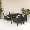 Image de vidaXL Ensemble à manger de jardin coussins 5pcs Noir Résine tressée