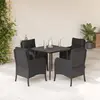 Image de vidaXL Ensemble à manger de jardin coussins 5pcs Noir Résine tressée