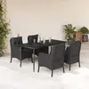 Image de vidaXL Ensemble à manger de jardin coussins 5pcs Noir Résine tressée