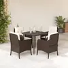 Image de vidaXL Ensemble à manger de jardin 5 pcs et coussins marron poly rotin
