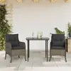 Image de vidaXL Ensemble à manger de jardin 3 pcs coussins gris résine tressée