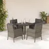 Image de vidaXL Ensemble à manger de jardin 5 pcs coussins gris résine tressée