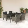 Image de vidaXL Ensemble à manger de jardin 5 pcs coussins gris résine tressée