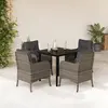Image de vidaXL Ensemble à manger de jardin 5 pcs coussins gris résine tressée
