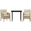Image de vidaXL Ensemble à manger de jardin et coussins 3 pcs Beige poly rotin