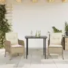 Image de vidaXL Ensemble à manger de jardin et coussins 3 pcs Beige poly rotin