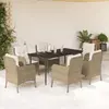 Image de vidaXL Ensemble à manger de jardin et coussins 7 pcs beige poly rotin