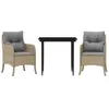 Image de vidaXL Ensemble à manger de jardin et coussins 3 pcs Beige poly rotin