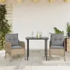 Image de vidaXL Ensemble à manger de jardin et coussins 3 pcs Beige poly rotin