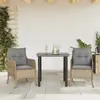 Image de vidaXL Ensemble à manger de jardin et coussins 3 pcs Beige poly rotin