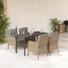 Image de vidaXL Ensemble à manger de jardin avec coussins 5pcs Beige poly rotin