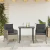 Image de vidaXL Ensemble à manger de jardin 3pcs coussins gris clair poly rotin