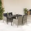 Image de vidaXL Ensemble à manger de jardin et coussins 5 pcs gris clair rotin