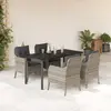 Image de vidaXL Ensemble à manger de jardin et coussins 5 pcs gris clair rotin