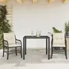 Image de vidaXL Ensemble de bistro 3 pcs avec coussins noir résine tressée