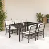 Image de vidaXL Ensemble à manger de jardin coussins 5pcs Noir Résine tressée