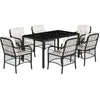 Image de vidaXL Ensemble à manger de jardin coussins 7pcs Noir Résine tressée