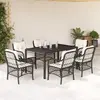 Image de vidaXL Ensemble à manger de jardin coussins 7pcs Noir Résine tressée