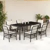 Image de vidaXL Ensemble à manger de jardin coussins 7pcs Noir Résine tressée