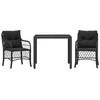 Image de vidaXL Ensemble de bistro 3 pcs avec coussins noir résine tressée
