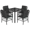 Image de vidaXL Ensemble à manger de jardin coussins 5pcs Noir Résine tressée