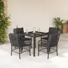 Image de vidaXL Ensemble à manger de jardin coussins 5pcs Noir Résine tressée