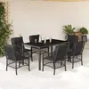 Image de vidaXL Ensemble à manger de jardin coussins 7pcs Noir Résine tressée