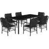 Image de vidaXL Ensemble à manger de jardin coussins 7pcs Noir Résine tressée
