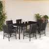 Image de vidaXL Ensemble à manger de jardin coussins 7pcs Noir Résine tressée
