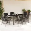 Image de vidaXL Ensemble à manger de jardin et coussins 7 pcs gris rotin