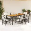 Image de vidaXL Ensemble à manger de jardin coussins 7pcs Noir Résine tressée