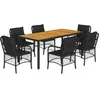 Image de vidaXL Ensemble à manger de jardin coussins 7pcs Noir Résine tressée