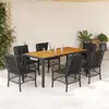 Image de vidaXL Ensemble à manger de jardin coussins 7pcs Noir Résine tressée